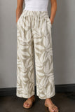 Floral Print Linen Straight Leg Pants