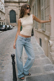 Soft Stretch Mock Neck Sleeveless Top (Beige)