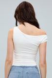 Asymmetrical One Shoulder Neck Top (White)
