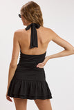Keyhole Halter Shell Accent Mini Dress