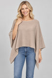 Ribbed Handkerchief Hem Poncho Sweater (Taupe)