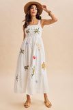 Embroidered Summer Print Maxi Dress