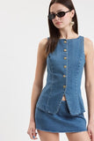 Gwen Golden Button Denim Top