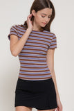 Retro Stripe Ribbed Top (Brown)