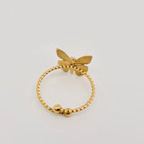 18K Gold Plated Stainless Steel Butterfly Adjustable Ring