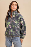 Floral Sherpa Snap Button Pullover