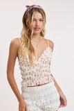 Soft Pink Floral Sweetheart Smocked Top