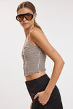 Gingham Checker Scallop Lace Trim Cami Crop Top