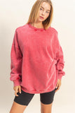 Oversized Crew Neck Sweatshirt (Red)