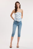 Vivid Blue Floral Smocked High-low Ruffle Tube Top