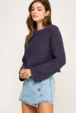 Cozy Morning Knit Sweater (Navy)