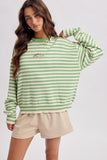 Striped Fish Graphic Sweater (Pistachio/Cream)