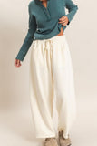 Soft Drawstring Waist Barrel Sweatpants (Cream)