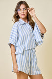 Striped Blue Shirt & Shorts Set