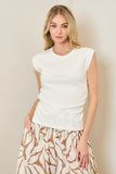 Terry Side Ruched Muscle Top (White)