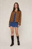 Maison Collared Leather Coat (Camel)