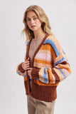 Grace Colorblock Striped Cardigan (Mocha/Sunkist)