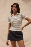 Ivory Thin Stripe Short Sleeve