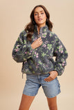 Floral Sherpa Snap Button Pullover
