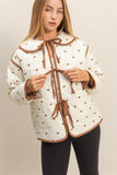 Polkadot Quilted Front Tie Jacket