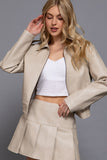 Christy Faux Leather Bomber Jacket  (Cream)