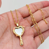 Enamel Gold Plated Mirror Pendant Necklace