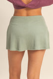 Ribbed Knit Mini Skort (Sage)