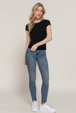 Ribbed Crew Neck Fitted Top (Black)