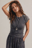 Washed Ribbed Fitted Top (Charcoal)