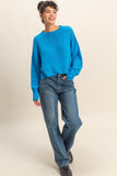 Ribbed Knit Oversized Cropped Sweater