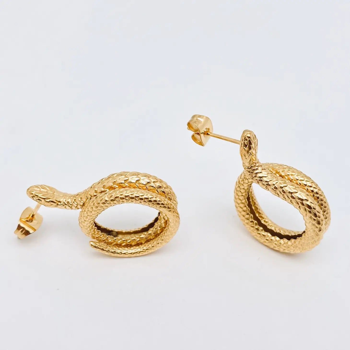 Snake 18K Gold Plated Stud Earrings