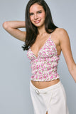 Fuchsia Floral Smocked Crop Top