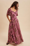 Burnout Velvet Flutter Maxi Dress