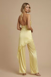 Sunshine Satin Lace Halter Jumpsuit