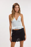 Linen Scallop Lace Mini Skort (Black)