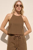 Soft Halter Cropped Top (Brown)