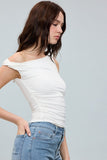 Asymmetrical One Shoulder Neck Top (White)