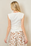 Terry Side Ruched Muscle Top (White)