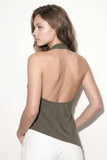 Soft Drape Halter Top (Olive)
