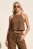 Soft Halter Cropped Top (Brown)