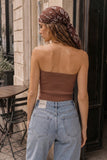 Soft Ribbed Button Front Tube Top (Cocoa)