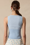 Scallop Lace Clip Dot Bust Smocked Body Crop Top