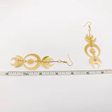 Golden Multi Moon Star Pendant Long Earrings