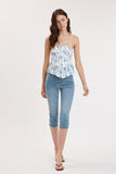 Vivid Blue Floral Smocked High-low Ruffle Tube Top