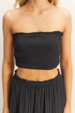 Elsie Smocked Strapless Top And Skirt Set (Black)