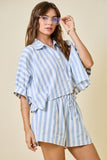 Striped Blue Shirt & Shorts Set