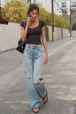 Stretch Db Layer Sweetheart Neck Top (Charcoal)