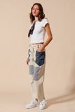 Mid Rise Patchwork Pants