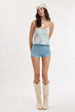 Light Denim Body-conscious Fit High-waist Shorts