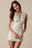 Perry Plaid Floral Mini Dress (Orange Fire)